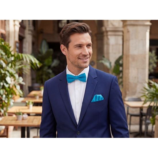 Tyrkysový matný motýlik s vreckovkou