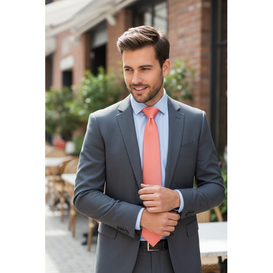 Einfarbige lachsfarbene Krawatte