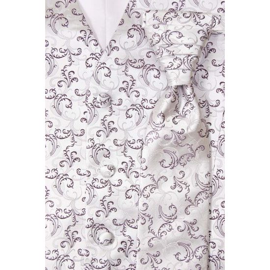 Hochzeitsweste mit Krawatte silber mit Ornamenten