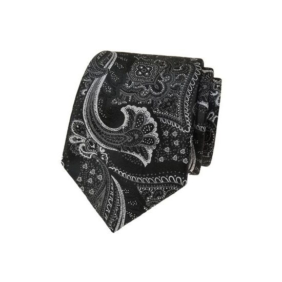 Čierna kravata s výrazným paisley vzorom