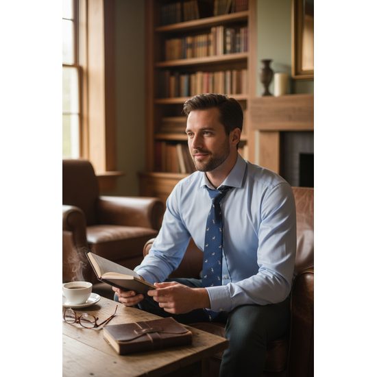 Blaue Krawatte mit Hirschmuster