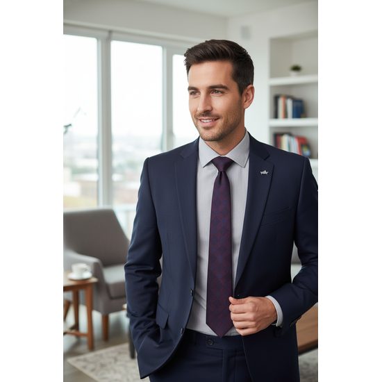 Pánska kravata s bordó prúžkami