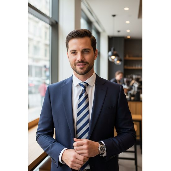 Pánská kravata s modrými pruhy