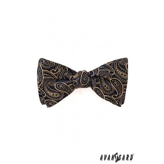 Papion self-tie cu motive paisley maro