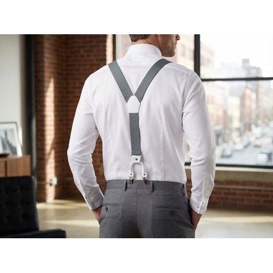 Šedé pánske traky s bielymi bodkami