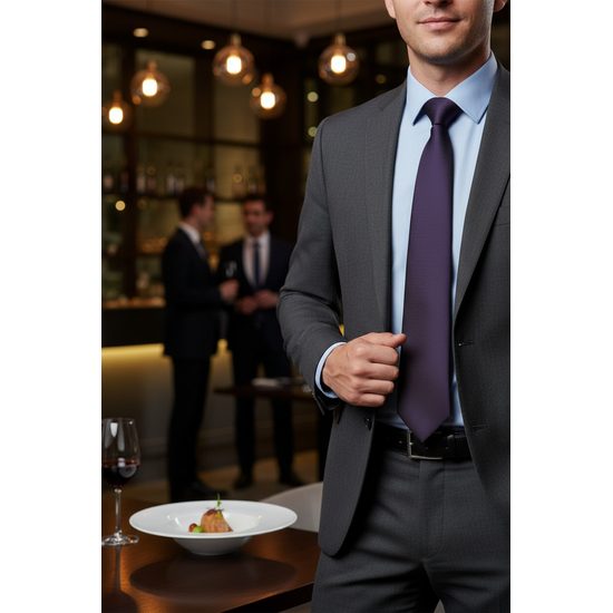 Krawat strukturalny w kolorze ciemnofioletowym