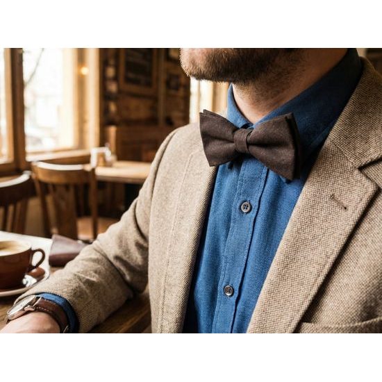 Ciemnobrązowa bawełniana muszka