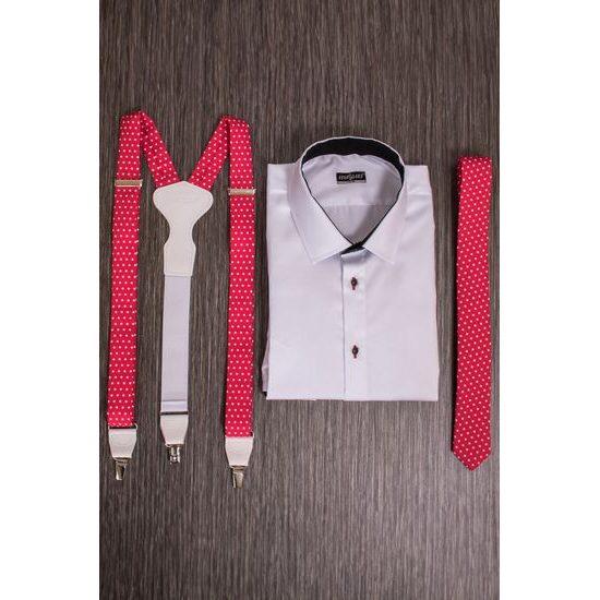 Червена тясна вратовръзка на бели полка точки