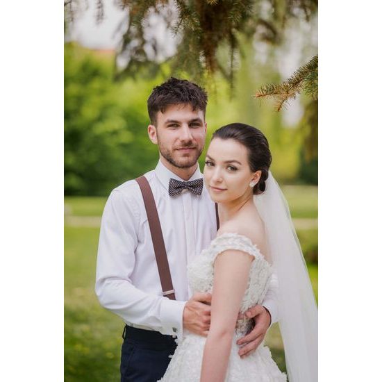 Herren braune Hosenträger mit braunem Leder und Metallclips