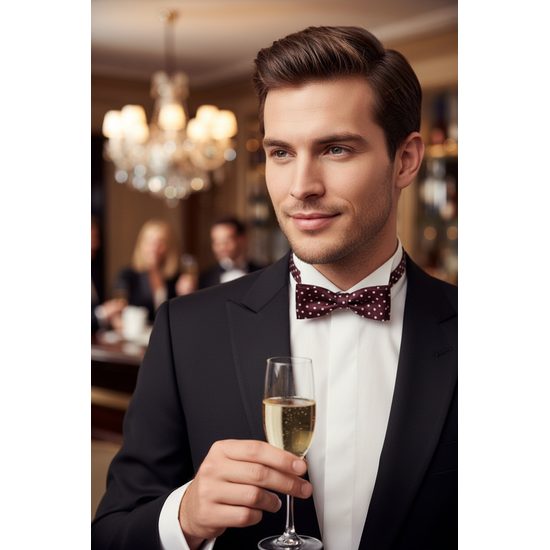 Bordó motýlek s bílými puntíky