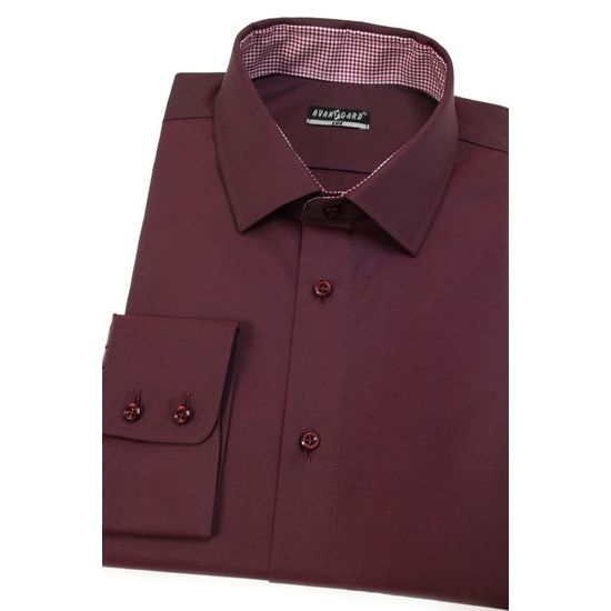 Slim Fit риза в бордо, дълги ръкави
