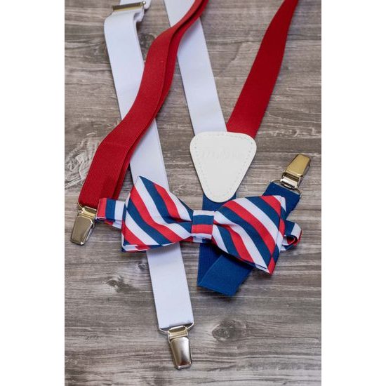 Herren Hosenträger Tricolor weißes Leder