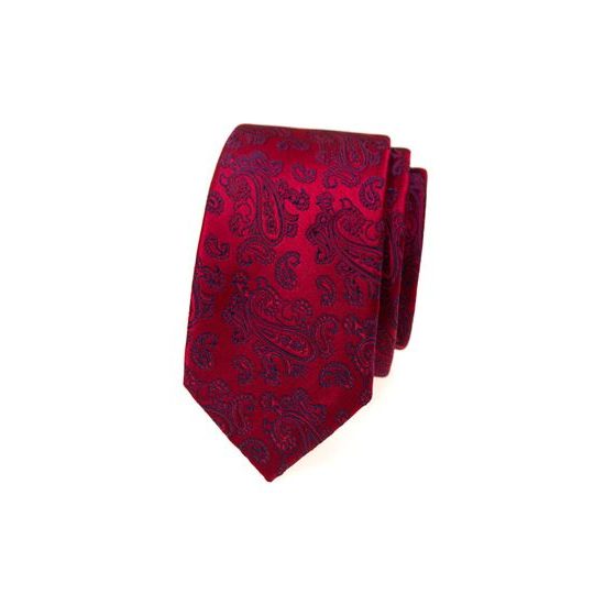 Rote Krawatte mit blauem Kaschmirmuster