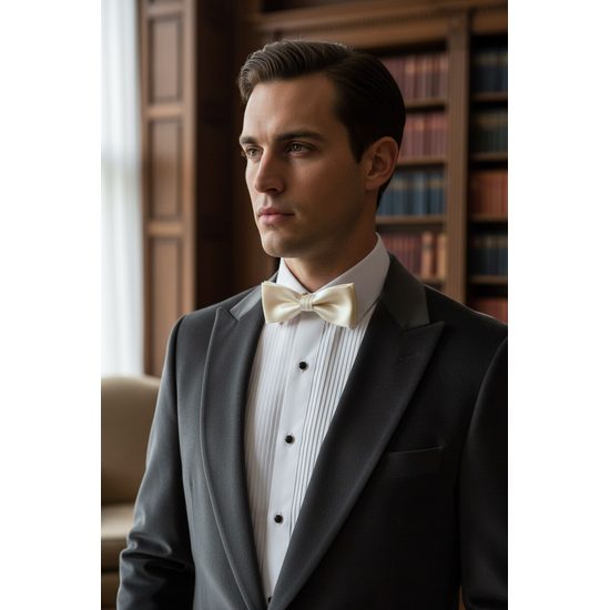 Hladký lesklý motýlik krémový