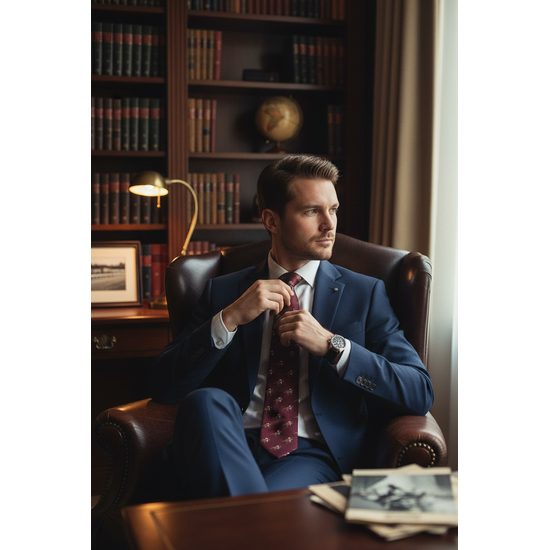 Bordová kravata s dostihovým koňom