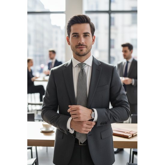 Černo-bílá bavlněná kravata