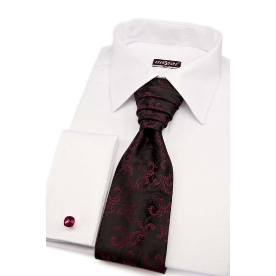 Cravata de nunta neagra cu ornamente fucsia