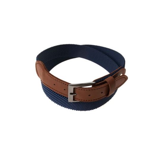 Elastischer Herrengürtel blau mit braunem Leder
