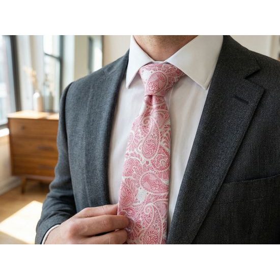 Rózsaszín nyakkendő díszes mintával