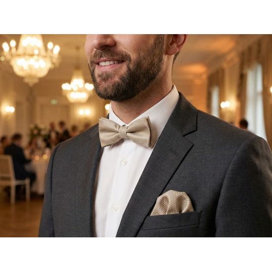 Natural Elegance – Bézs csokornyakkendő szett