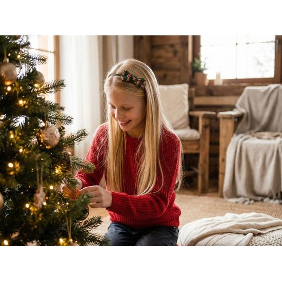 Grüner Haarreif mit Weihnachtsmotiv