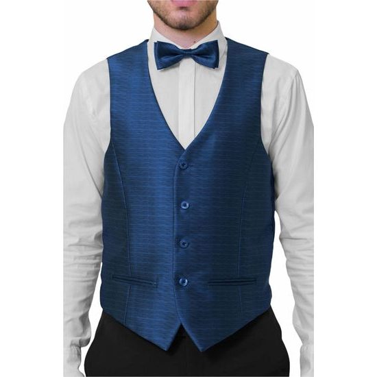 Blaue Herren Weste mit Fliege und Einstecktuch