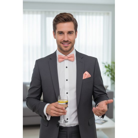 Muszka w kolorze łososiowym z poszetką