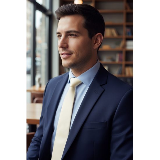 Matná smotanová kravata pre mužov