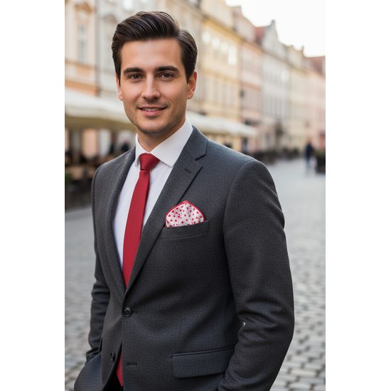 Weißes Einstecktuch - rotes Herz