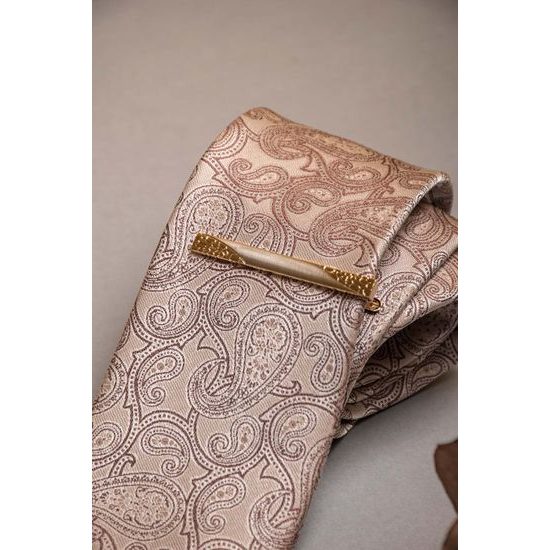 Béžová kravata s paisley motivem