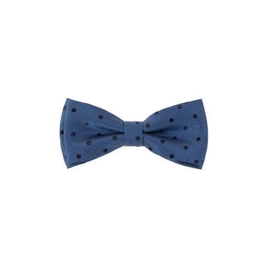 Blaue Herrenfliege mit Punkten und Einstecktuch