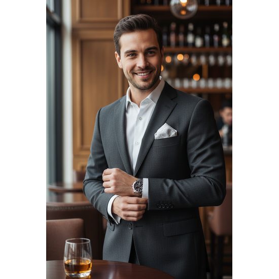 Weißes Einstecktuch mit glänzenden Ornamenten