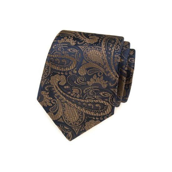 Krawat męski w brązowy wzór paisley