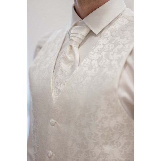 Kremowy wzorzysty krawat ślubny