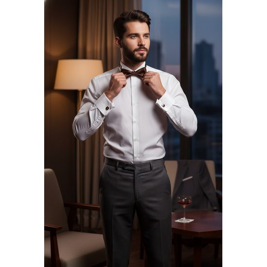 Кафява лъскава мъжка папийонка