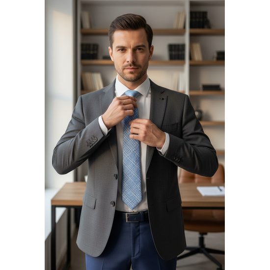 Jasnoniebieski krawat z tkanym wzorem