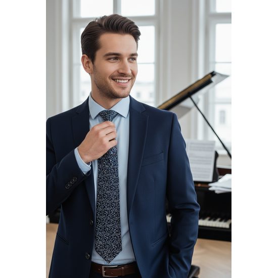 Мъжка синя вратовръзка, нотен мотив