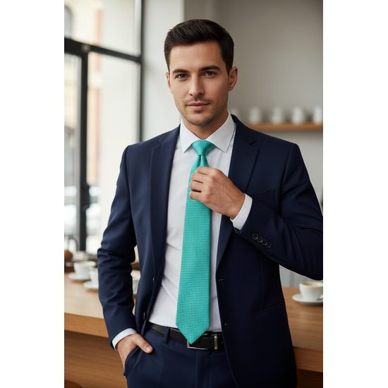 Kockás nyakkendő menta árnyalatban