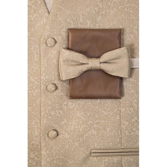 Vestă bej cu ornament și papion