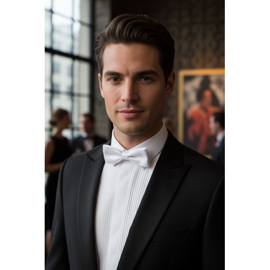 Pánský motýlek bílá lesk