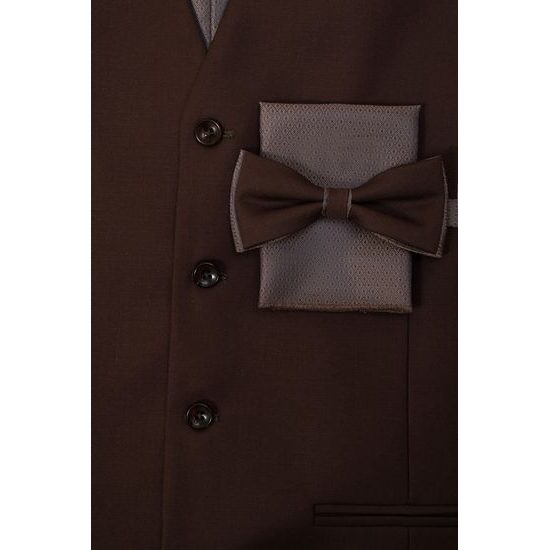 Barna férfi mellény csokornyakkendővel – alkalmi szett