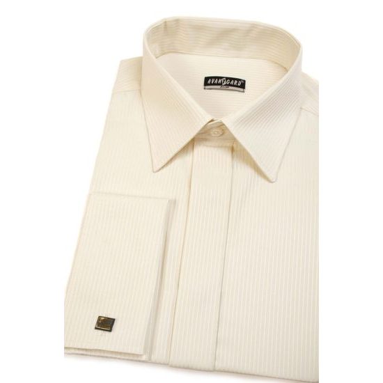 Herren Hemd SLIM beige mit schmalem Streifen