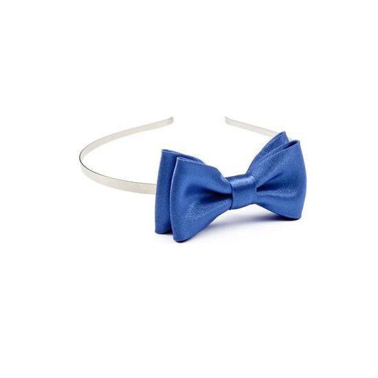 Mädchen Stirnband mit Fliege - Blau mit Glanz