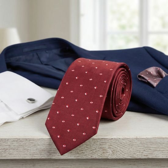 Rote Krawatte mit kleinen Quadraten