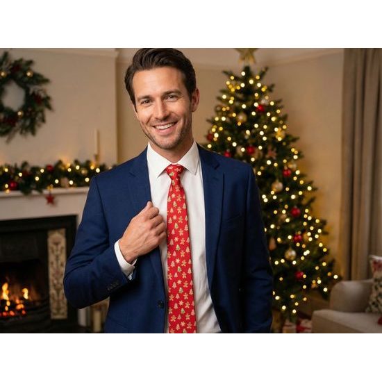 Cravata rosie cu turta dulce de Craciun