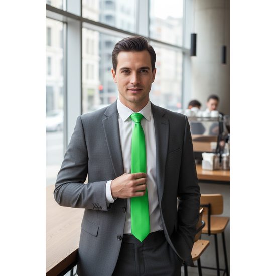 Pánská kravata zelená lesklá