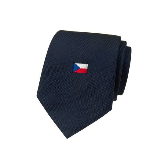 Dunkelblaue Krawatte mit tschechischer Flaggenstickerei