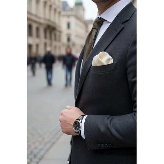 Egyszerű krém díszzsebkendő