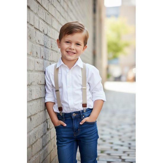 Bretere pentru băieți în formă de Y cu centru din piele