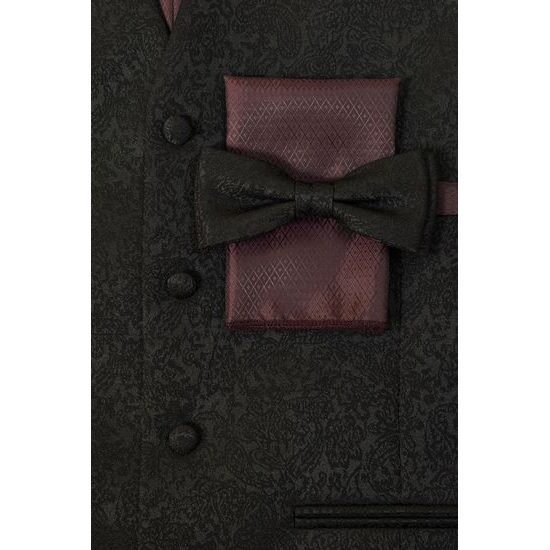 Vestă neagră cu ornament și papion